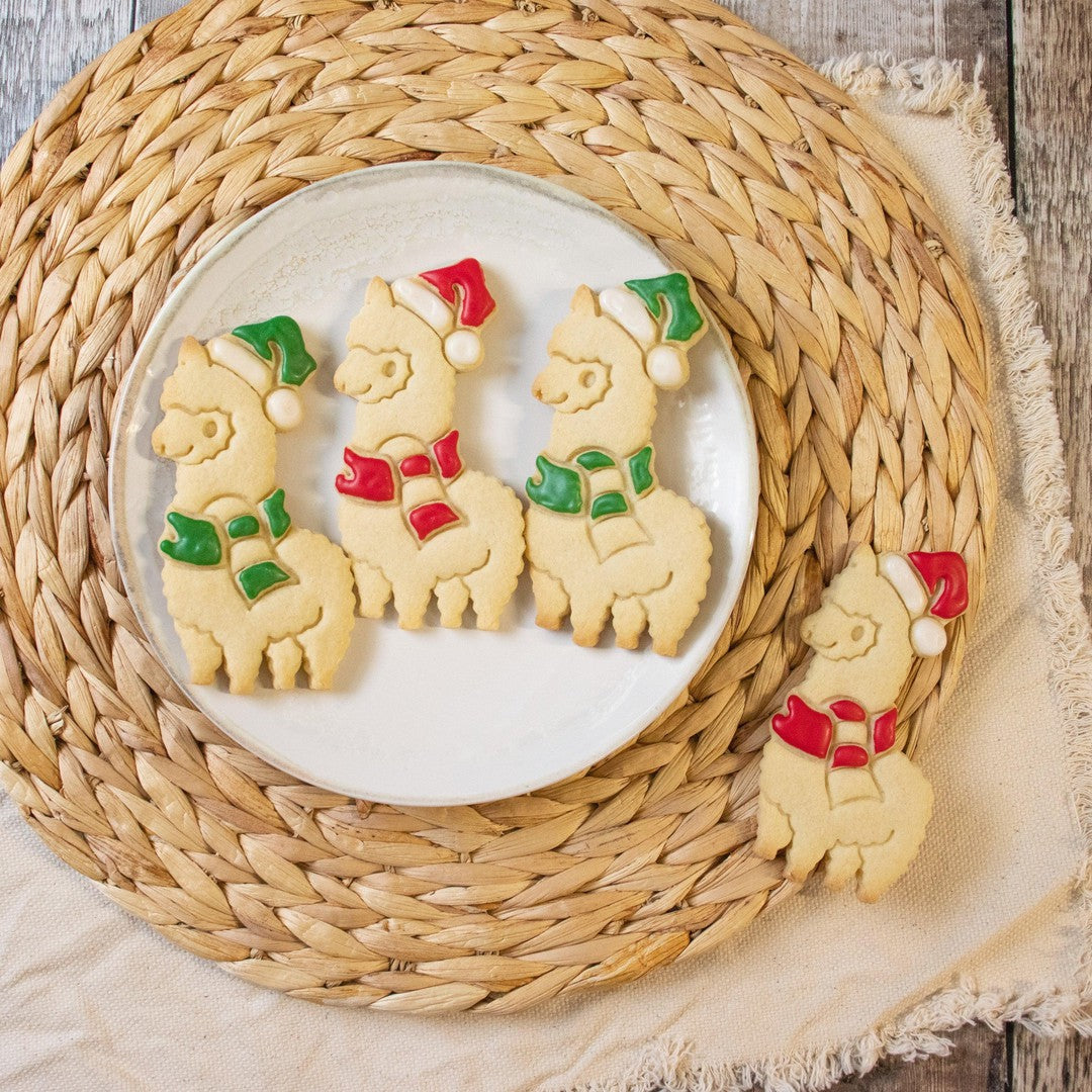 sušenky ve tvaru vánoční alpaky